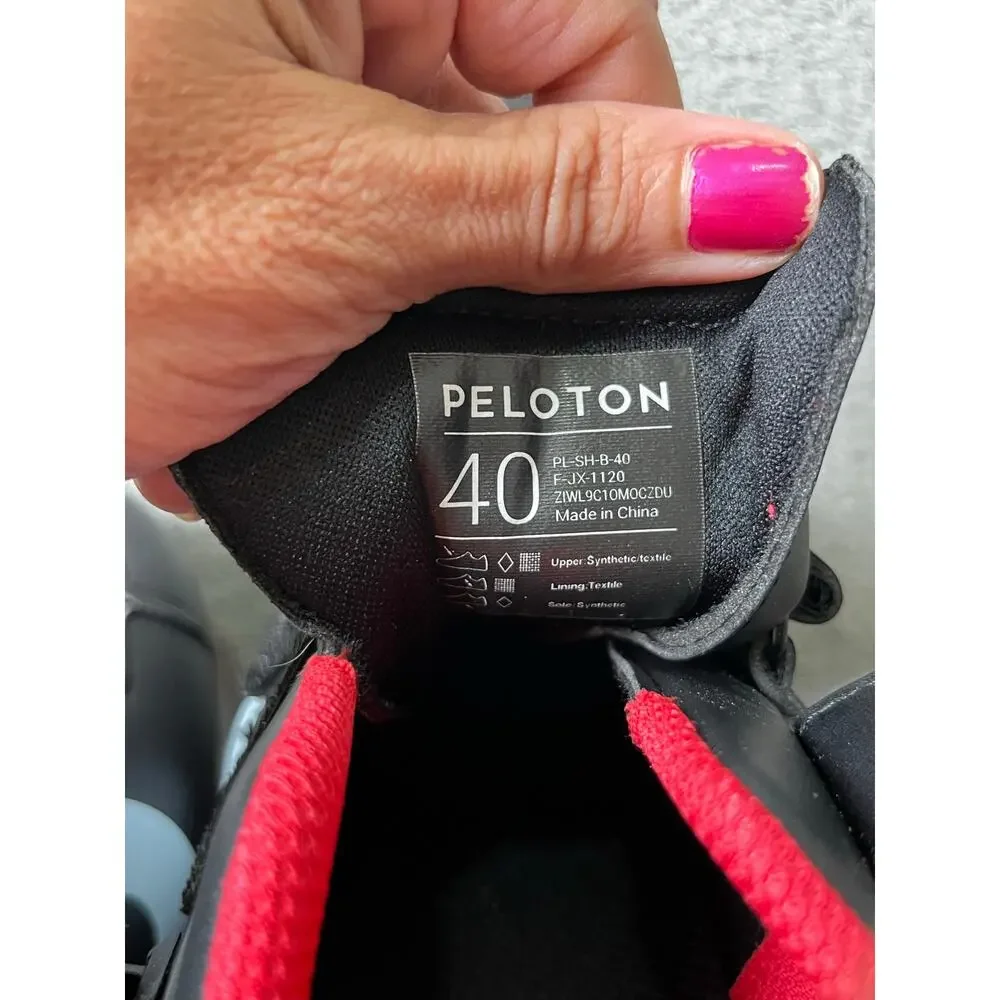 Peloton Cycling Shoes EU 40 Men's 7 Women's 9 Black Red Indoor Spin Bike Shoes